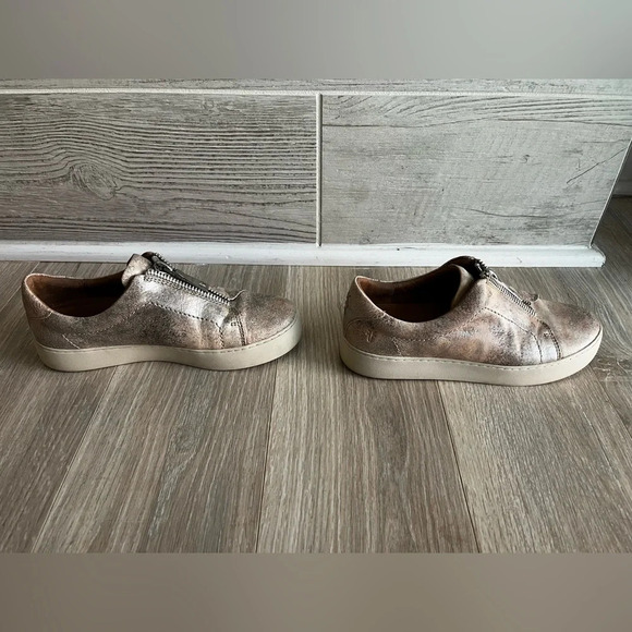 Frye Womens Lena Zip Moonlight Leather Low Sneaker Pink Silver - Size 7 - Picture 8 of 10